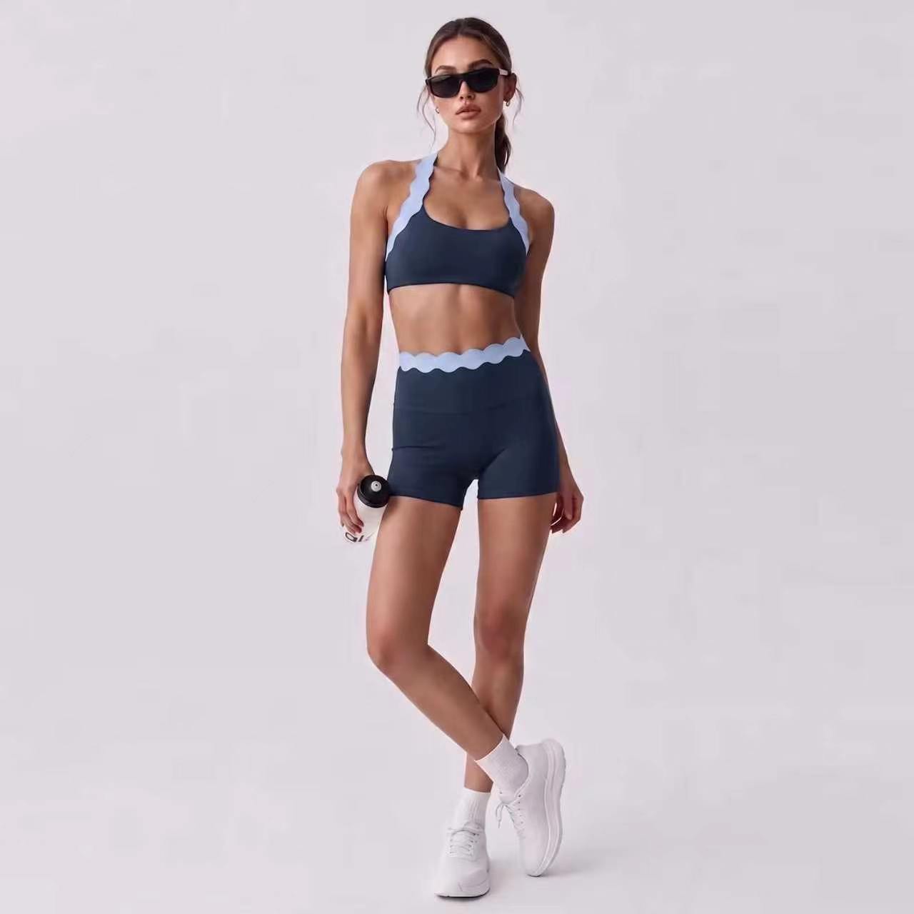 Women 2‑Piece Yoga Outfit Two‑ - Lace Bralette Set ulasan dan harga