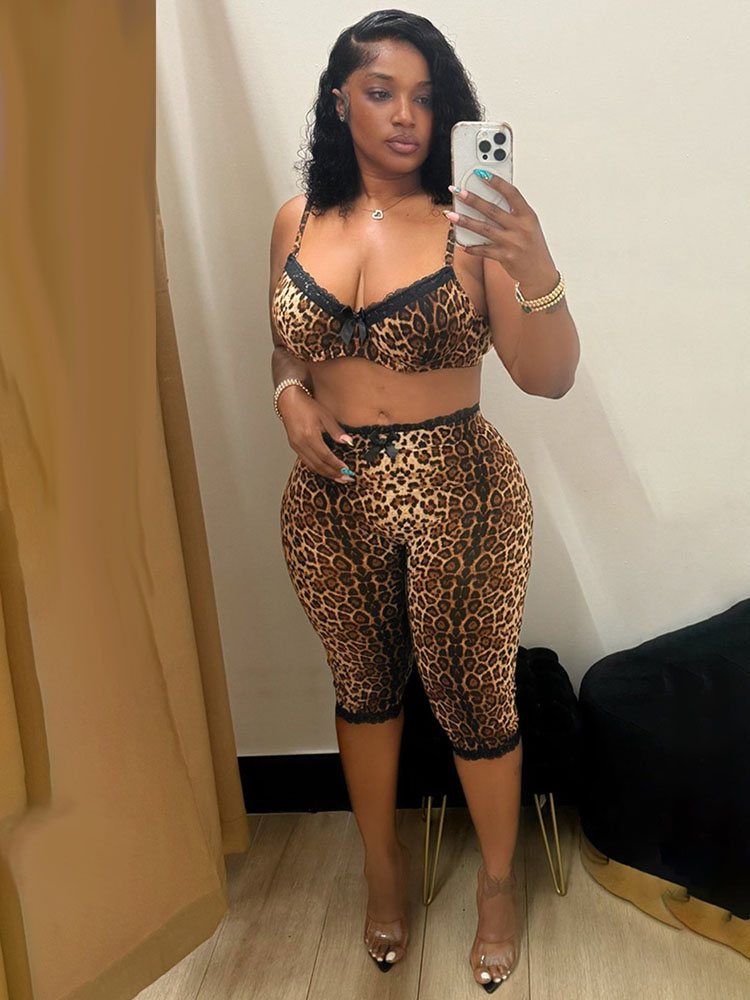 Doyerl Leopard Print Sexy Club - Lace Bralette Set ulasan dan harga